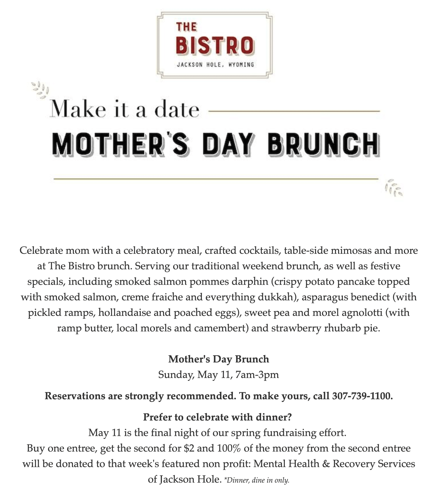 The Bistro Jackson Hole Mothers Day